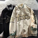 flocking embroidery contrast color stitching baseball uniform jacket women's 2022 new loose casual all-match jacket