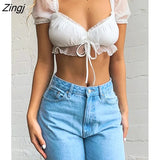 Women's Bandage T Shirt Tops Short Sleeve Backless Solid Color Crop Tops for Party Dating Holiday Vacation