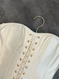 2022 Summer New Collection Sleeveless Drawstring Bandage Strapless Beige Sexy Slim Tank Top Women