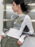 Grunge Tops Korean Style Long Sleeve Stranger Things T Shirt Y2k Vintage T-shirt Women 2022 Spring Streetwear Tee