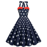 Print Red Strapless Halter Casual Pinup Dress Retro Vintage Audrey Hepburn 50s Gothic Swing Rockabilly Dresses Robe