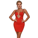 Spaghetti Strap Fashion Dress Sexy Mesh Women Bodycon Clothes Club Party 2022 New