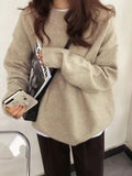 solid color oversize sweater with crew
