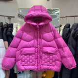 Hooded Parka Women's Winter Clothes 2023 New Short Bread Jacket CWhite Duck Down Coat Woman Large Size