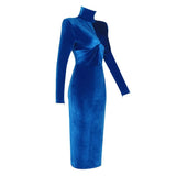 Women Dress 2022 New Fashion Velvet Long Sleeveless Clothes Celebrity Party Evening Vintage