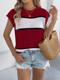Shooting 2025 Spring And Summer Crash Strip Casual Loose Knitted Jersey Holiday Tops Women's