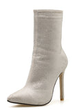 Zingj Women Boots Pointed Rhinestone High Heel Boots Autumn Winter Women Shoes Have 42 Yards Spot-Outfit