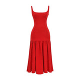 Strappy Pleated Midi Dress-Outfit