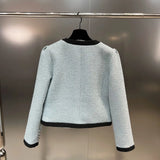 2022 Autumn Long Sleeve Round Neck Double Breasted Buttons Coat High Waist Shorts Two Piece Set Women Outfits
