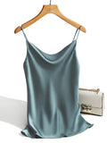 Silk Tank Tops Female 2021 Summer Sexy Strap Basic Spaghetti Strap Tops Women Sleeveless Camisole Camis Vest Black