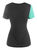 Two Tone Short Sleeve Tee Women T Shirt Cowl Front Colorblock D Ring T Shirt 2022 New Summer