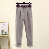 Winter Warm Clothes Three Piece Set Women Outfits Office Ladies Elegant Woolen Coats+knitted Sweater+wool Harem Pants