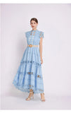 Temperament High-End Collar Hollow Embroidered Lace Spliced Sleeveless Waist Thin Elegant