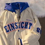 new American retro letter embroidery jackets coats women's street casual trend hooded baseball uniform couple loose