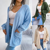 And Winter Lantern Sleeve Casual Pocket Cardigan Sweater Coat Explosion Women's