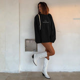 Letter Print Oversized Sweatshirts Women Brown Green Autumn Winter Y2K Long Sleeve Black Loose Pullover Brown