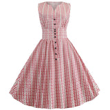 Dot Print Women Summer Dress Single Breasted V Neck Sleeveless Elegant Party Vintage Retro Midi Sundress 2022
