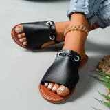 2025 Summer New Slippers Women Solid Color Weaving Simple Daily Beach