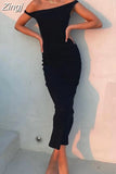 Elegant Women Sleeveless Off Shoulder Long Maxi Dress Slim Backless Solid Color Beachwear Party Female Vestidos