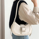Buckled Strap Pu Leather Shoulder Bag-Outfit