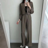 Women's Trouser Suit New Suit Suit Chic and Elegant Trouser Suit Korean Lapel Button High Waist Fashion Two-piece