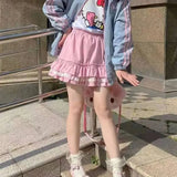 Jk Gothic Lace Ruffle Mini Skirts Women Japanese Lolita Sweet High Waist A Line Pleated Skirt Student Harajuku