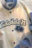 new flocking English alphabet embroidery jackets coat women street retro hip-hop baseball uniform couple casual jackets