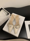 French Silver High-Heeled Shoes Bag Head Sandals 2025 New Spring And Summer Korean Style Temperament Pointy Single