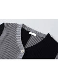 Style O-neck Short Knitted Sweaters Women Thin Cardigan Button Up 2023 Summer Casual Fashion Patchwork Crop Top