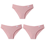3PCS/Set Women's Panties Striped Cotton Underwear Solid Color Briefs Low-Rise Soft Panty Women Underpants Female