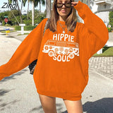 Hippie Soul Buses Print Women Sweatshirts Autumn Winter Pullovers Hoodies Women Long Sleeve Sweatshirt Sport