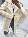 Zingj And Winter 2023 New Solid Color Thickened Lamb Wool Patchwork Coat
