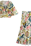 Print Long Skirts For Women Fashion 2023 High Waist Vintage Skirt Sets Summer Beach Midi Skirt Woman Flared Women's