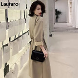Autumn Long Black Cool PU Leather Trench Coat for Women Belt Single Breasted Loose Korean Fashion Wholesale Clothes