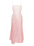 Women's Retro Elegant Sleeveless Spaghetti Strap Party Prom Wedding Dress Chic Skinny Mid Length Vestidos Women's
