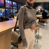 Winter Turtleneck Sweater Women Knitted Ribbed Pullover Sweater Long Sleeve Slim Jumper Pull Femme