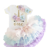 Headband Short Sleeve Top and Tutu Dress Outfits 3pcs for 1 Year Baby Girls First Birthday Party Cotume Newborn