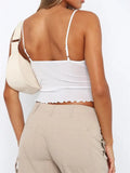 y2k Sleeveless Strap V-neck Camis Crop Tops Streetwear Retro Mesh See Through Patchwork Tank Summer Slim Fit Vest