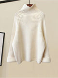 Warm 3 Piece Sets Womens Outfits Office Ladies Turtleneck Knitted Sweater+woolen Parkas Vest+wide Leg Knitting Pants