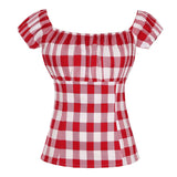 Summer Women Vintage Party Blouse 50s 60s Cherry Print White Cotton Short Sleeve Elastic Neck 2022 Tops Women