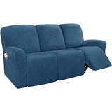 2 3 Seater Velvet Recliner Sofa Cover Elastic Split Design Relax Sofa Slipcover Solid Lounge Armchair Covers With Side