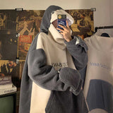 Winter Harajuku Shark Women Hoodie Oversize Korean Sweatshirt Warm Couple Alt Aesthetic Lamb Wool Pullover Female