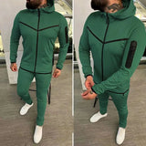 Spring Men's Zipper Hoodie Coat + Long Pants 2pc Set High Quality Casual Sweatpants Outfit Fashion Solid Slim Men