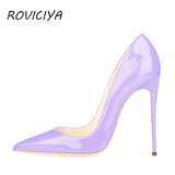 Women Pumps Light Purple Patent Leather Pointed Toe Women Shoes High Heel 12 cm Stiletto Party Shoes Women QP017