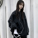 Hat Hoodies Harajuku BF Style Black Hip-hop Chic Teens Sweatshirts Autumn Trendy All-match Daily Simple Womens Streetwear