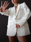 New V-Necked Shoulder Personality Graffiti Deconstruction Blazer Female Trend Design