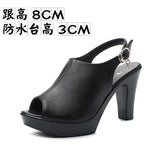 Korean Version Of Spring And Autumn Fish Mouth With Sandals Women's High Heel Waterproof Table Thick-Soled Cool High Heels Size Work