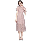 Clothes Lace Dress Elegant Outfits For Women 2022 New Casual Short Sleeve Medium Evening Parties Lapel Long
