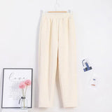 Pants Warm Trousers Women Corduroy Autumn Winter 2023 Thick Pants Casual Solid Fleece Inside Elastic Waist