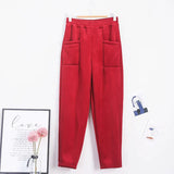 Pants Warm Trousers Women Corduroy Autumn Winter 2023 Thick Pants Casual Solid Fleece Inside Elastic Waist